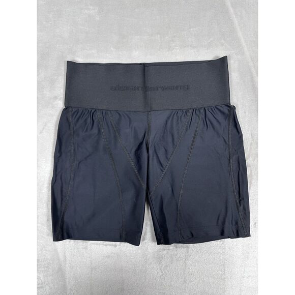 Alexander Wang SAMPLE Black High-Waist Biker Shorts Logo Waistband - Picture 1 of 4